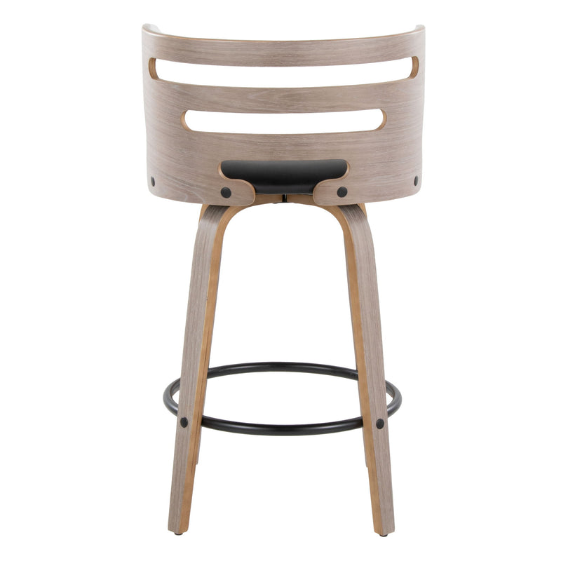 Lumi Source Cosini mid-century modern fixed height barstool set with swivel and round footrest, shown in a stylish interior setting
