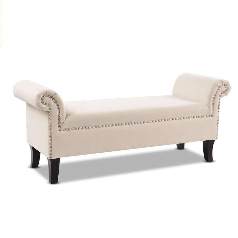 Kathy - Roll Arm Entryway Accent Bench - Sky Neutral Beige - R&R Furniture Gallery (Fountain Valley, CA)