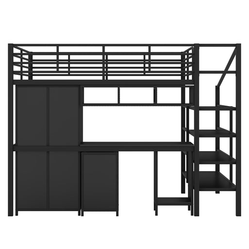 Full Size Loft Bed With Desk Set And Wardrobe - Black - R&R Furniture Gallery (Fountain Valley, CA)
