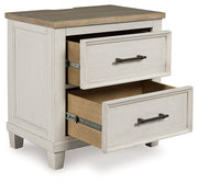 Shaybrock - Two Drawer Night Stand - Antique White / Brown - R&R Furniture Gallery (Fountain Valley, CA)