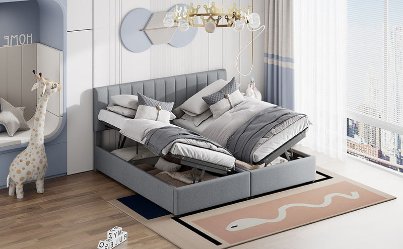 Upholstered Platform Bed With A Hydraulic Storage System - R&R Furniture Gallery (Fountain Valley, CA)