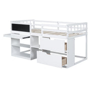 Low Loft Bed With Rolling Desk, Shelf And Drawers - R&R Furniture Gallery (Fountain Valley, CA)