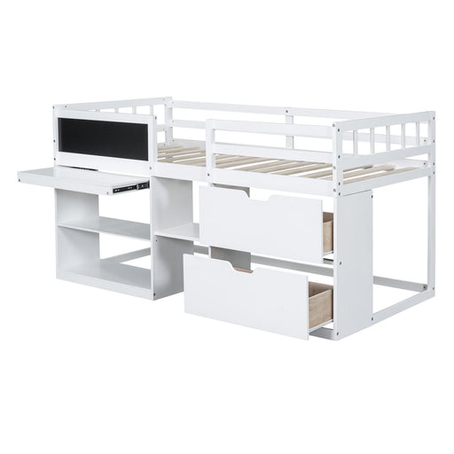 Low Loft Bed With Rolling Desk, Shelf And Drawers - R&R Furniture Gallery (Fountain Valley, CA)
