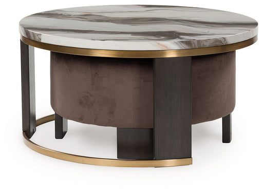 Jazmore - Nesting Cocktail Tables (Set of 2) - Brown / Brass Finish - R&R Furniture Gallery (Fountain Valley, CA)