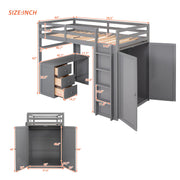 DreamHaus loft bed with integrated drawers, desk, and wardrobe for space-saving bedroom organization and modern style.