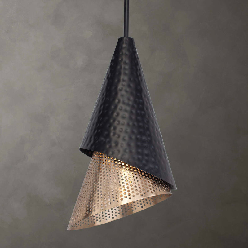 Apollo - 1 Light Mini Pendant - Black / Gold