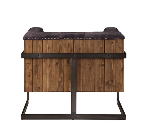 Sagat - Accent Chair - Antique Ebony Top Grain Leather & Rustic Oak - R&R Furniture Gallery (Fountain Valley, CA)
