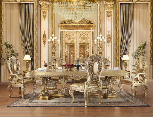 Seville - Dining Table With Pedestal Base - Gold - R&R Furniture Gallery (Fountain Valley, CA)
