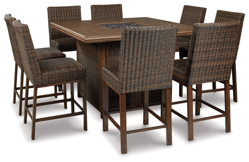Paradise Trail - Square Bar Table w/Fire Pit - Medium Brown - R&R Furniture Gallery (Fountain Valley, CA)