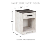 Shawburn - One Drawer Night Stand - Open Cubby - White / Black / Gray - R&R Furniture Gallery (Fountain Valley, CA)