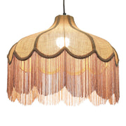 Buchanan - Jute Fringed Scalloped Pendant Light - Pink - R&R Furniture Gallery (Fountain Valley, CA)