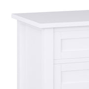 Handcrafted Warm Shaker bedside table by Simpli-Home, accent nightstand with wood finish and single drawer for bedroom decor.