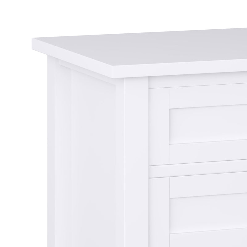 Handcrafted Warm Shaker bedside table by Simpli-Home, accent nightstand with wood finish and single drawer for bedroom decor.