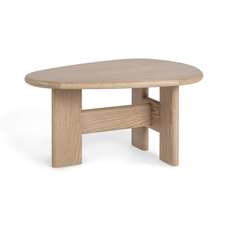 Classic Home Langford coffee table with a wooden top and metal legs, modern design for living room decor.
