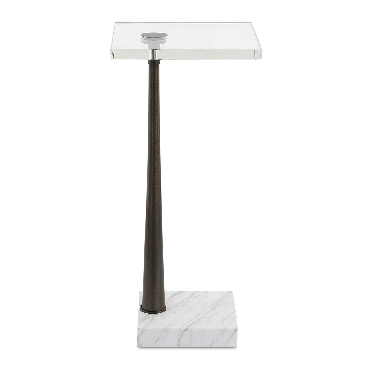 Pelton - Marble Glass Drink Table - Bronze / White