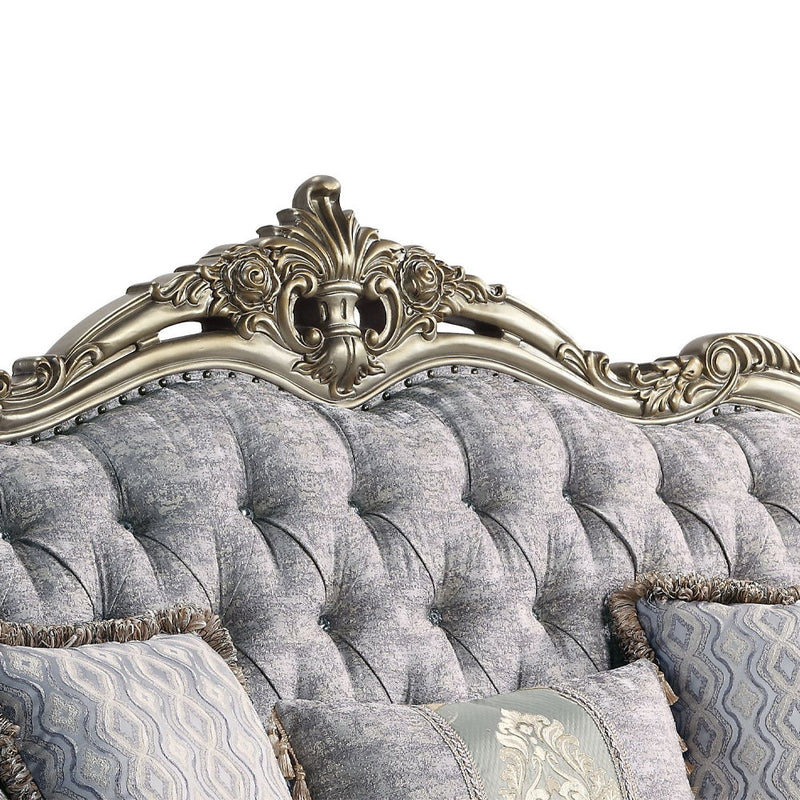 Miliani - Loveseat With 3 Pillows - Fabric & Antique Bronze - R&R Furniture Gallery (Fountain Valley, CA)