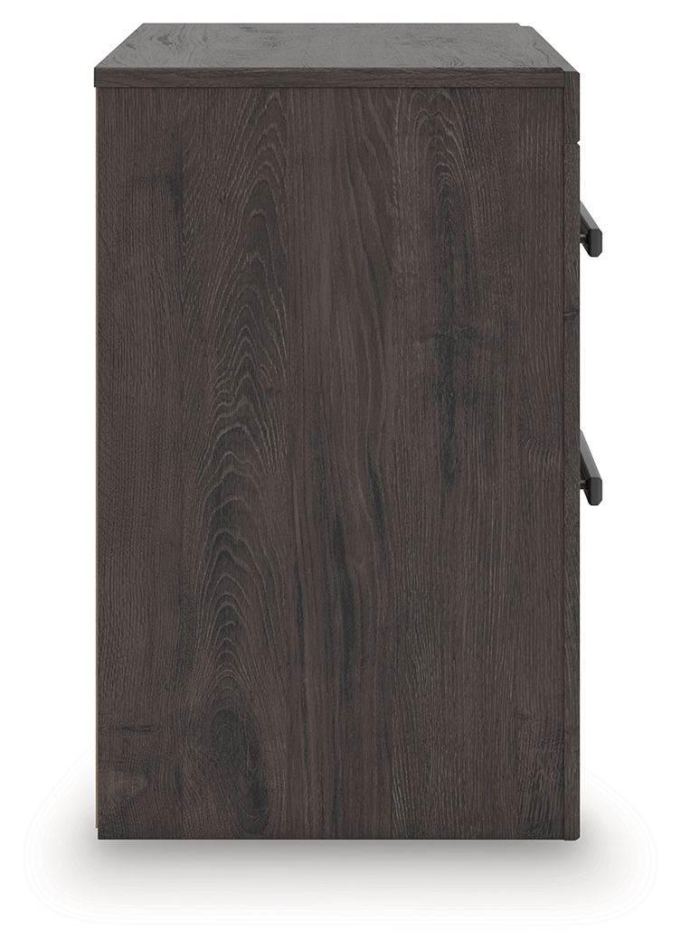 Prendonea - Two Drawer Night Stand - Charcoal - R&R Furniture Gallery (Fountain Valley, CA)