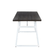 Industrial-style Lumi Source Geo dining table with vintage white and espresso finish, showcasing a sturdy wooden top and metal base.