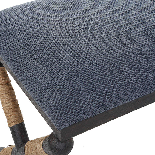 Uttermost Firth accent bench with wooden top and metal legs, stylish and functional furniture piece for living spaces.