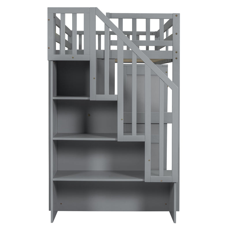 Loft Bed With Stairs, Bookshelf, Drawers, Desk & Wardrobe, Space Saving Multifunctional Furniture - R&R Furniture Gallery (Fountain Valley, CA)