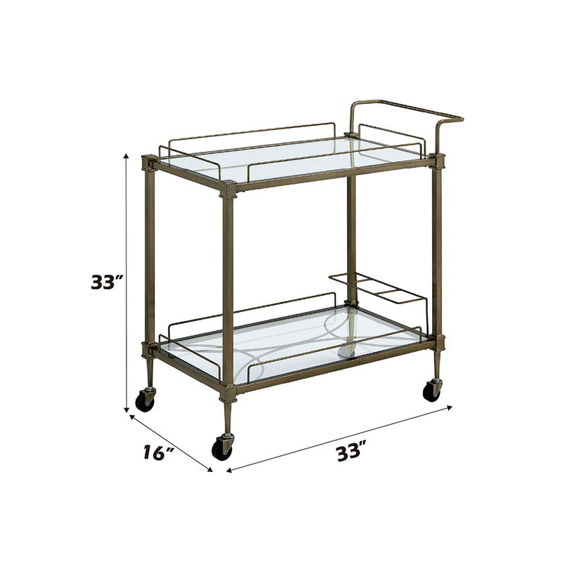 Aditya - Serving Cart - Mirrored & Antique Brass - R&R Furniture Gallery (Fountain Valley, CA)