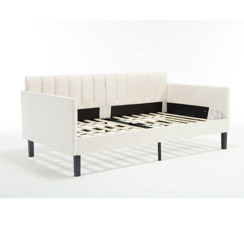 Elena - Boucle Upholstered Daybed, Ribbed Tufted Backrest - R&R Furniture Gallery (Fountain Valley, CA)