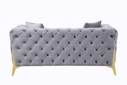 Jelanea - Loveseat With 2 Pillows - Gray Velvet & Gold - R&R Furniture Gallery (Fountain Valley, CA)