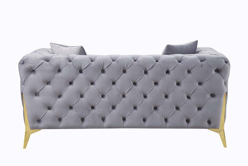Jelanea - Loveseat With 2 Pillows - Gray Velvet & Gold - R&R Furniture Gallery (Fountain Valley, CA)