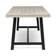 Noble House Equilibrium outdoor dining table with wooden frame and slat top, perfect for patio or garden dining spaces.