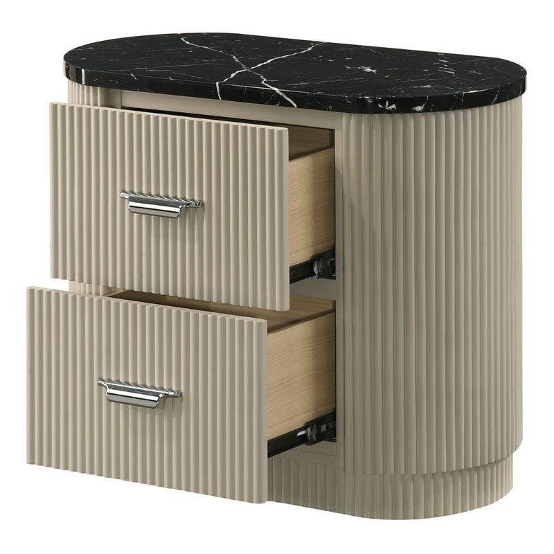 Travonte - Nightstand - Gray / Beige - R&R Furniture Gallery (Fountain Valley, CA)