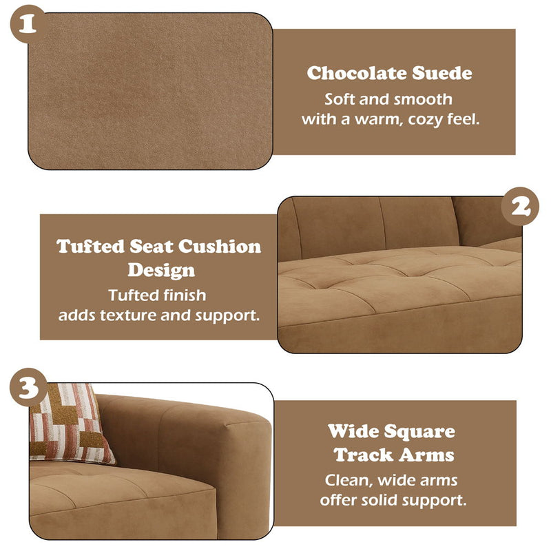 Zoey - Modular - RF Arm Chair With Pillow - Chocolate Suede - R&R Furniture Gallery (Fountain Valley, CA)