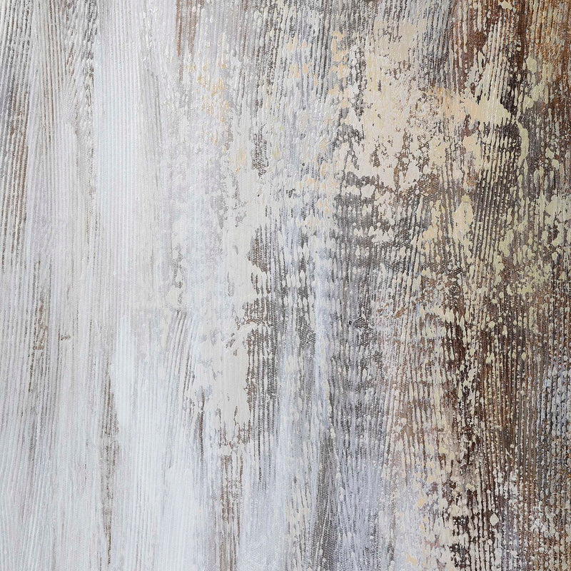 Hand-painted desert rain abstract canvas art with pearl silver tones by Uttermost, showcasing textured brushstrokes and modern design.