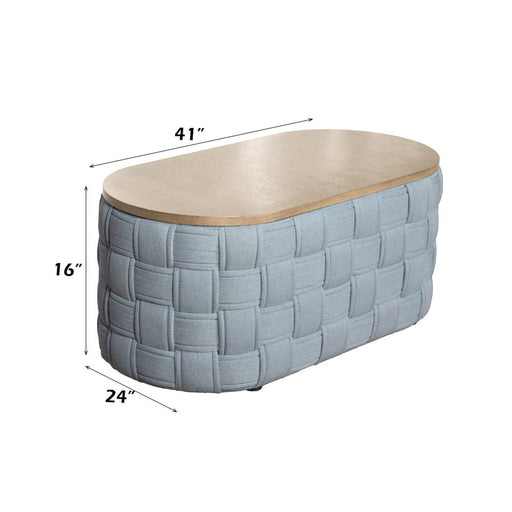 Saree - Coffee Table - Light Teal Chenille - R&R Furniture Gallery (Fountain Valley, CA)