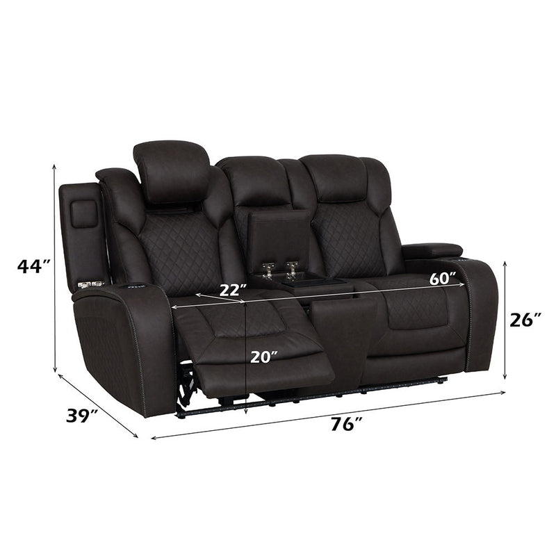 Wendell - Power Motion Loveseat With Console, Wireless Charger, Storage, USB & LED - Dark Gray - R&R Furniture Gallery (Fountain Valley, CA)