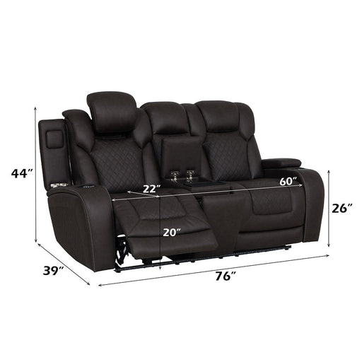 Wendell - Power Motion Loveseat With Console, Wireless Charger, Storage, USB & LED - Dark Gray - R&R Furniture Gallery (Fountain Valley, CA)