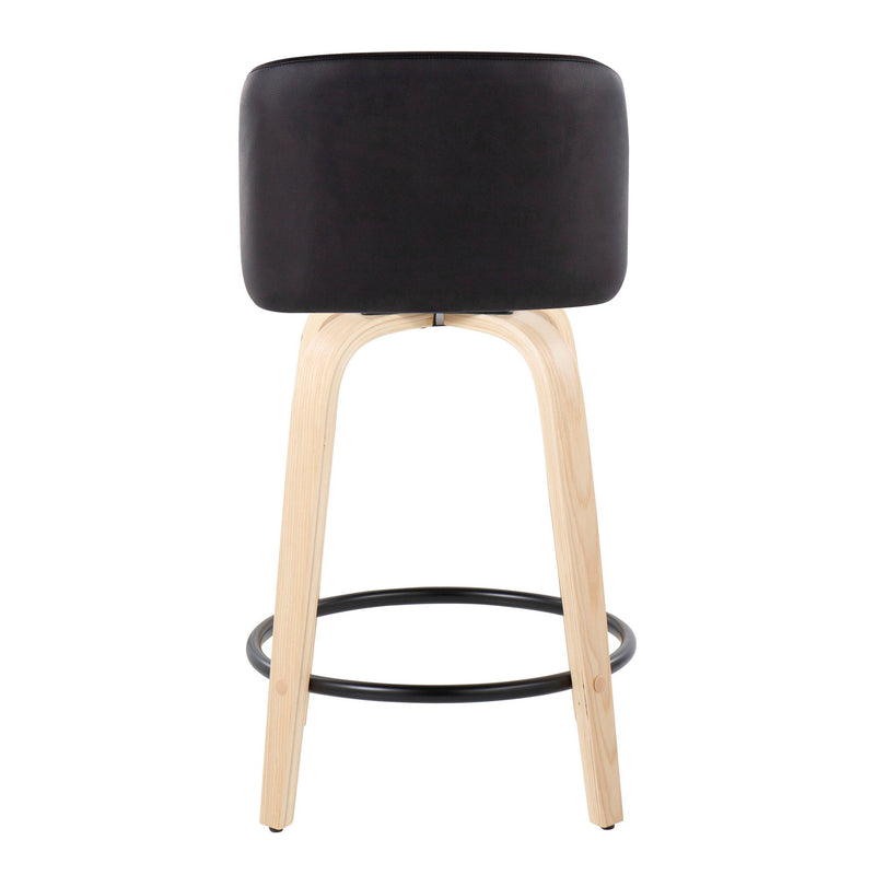 Toriano - Contemporary, Fixed Height Counter Stool With Swivel And Round Footrest (Set of 2)