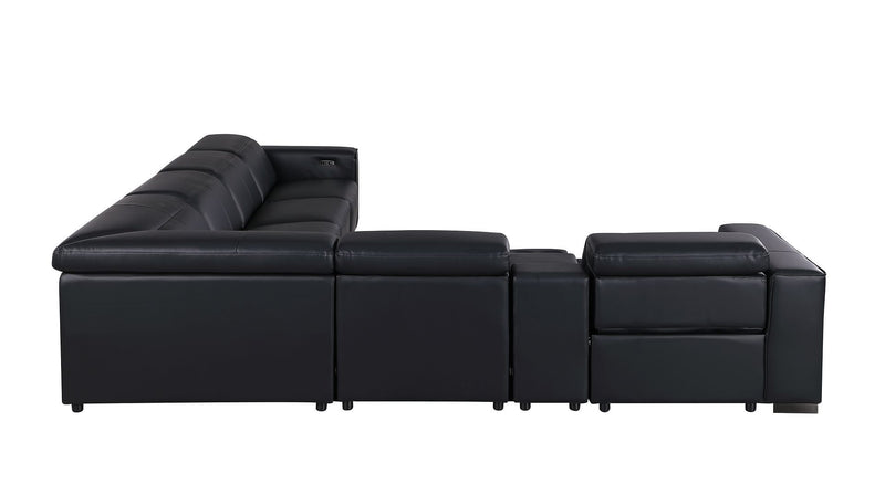 1208 - 7 Piece L-Shaped Leather Reclining Sectional With 3 Power Recliners