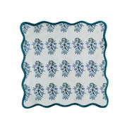 Set of four TOV Furniture Crissy cotton canvas printed napkins with blue cornflower design for table decor.