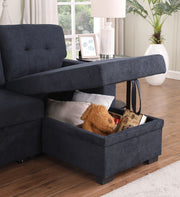 Lucca II - 84.5"W Reversible Sleeper Sectional Sofa with Storage Chaise - R&R Furniture Gallery (Fountain Valley, CA)