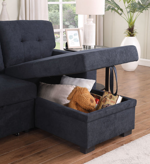 Lucca II - 84.5"W Reversible Sleeper Sectional Sofa with Storage Chaise - R&R Furniture Gallery (Fountain Valley, CA)