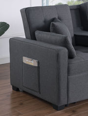 Cody II - Convertible Sleeper Loveseat With Cup Holder, Charging Ports and Pocket - Dark Gray - R&R Furniture Gallery (Fountain Valley, CA)