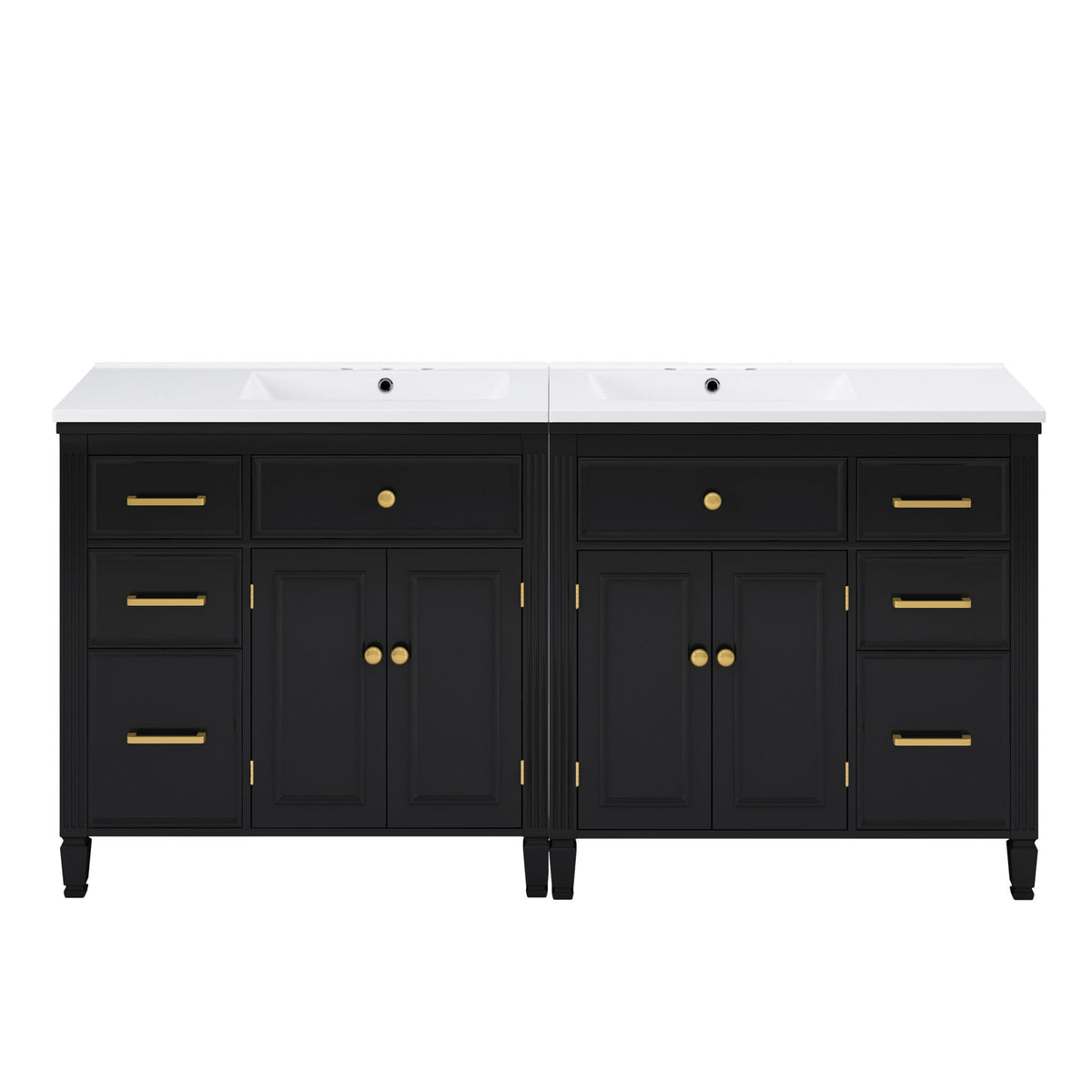 2 Piece Freestanding Bathroom Vanity Set With Sink Top, Reversible Dual Layout
