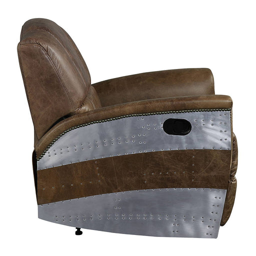 Brancaster - Power Motion Recliner - Retro Brown Top Grain Leather & Aluminum - R&R Furniture Gallery (Fountain Valley, CA)