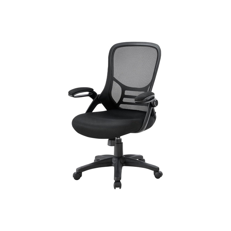 Black 8th Street swivel office chair with adjustable height and ergonomic design, featuring a cushioned seat and armrests.