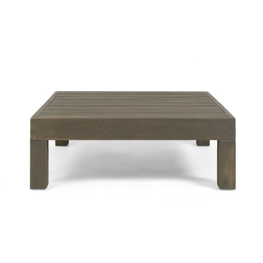 Rustic gray coffee table with slat panel design from Noble House Oana Brava collection, featuring a sturdy wooden construction.