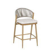 Outdoor 26" Counter Height Metal Frame Counter Stools With Scallop Shaped Backrest & Water Resistant Cushions - R&R Furniture Gallery (Fountain Valley, CA)