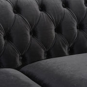 Noble House Chesterfield style 3-seater sofa with deep button tufting and classic stationary design, showcased in a stylish living room setting.