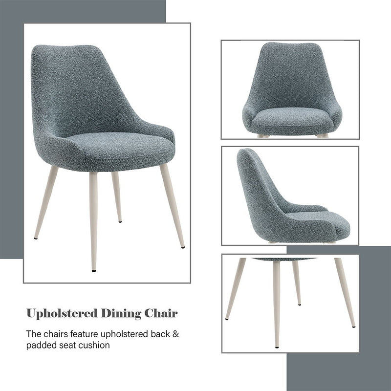 Laela - Side Chair (Set of 2) - Light Blue Boucle & White - R&R Furniture Gallery (Fountain Valley, CA)