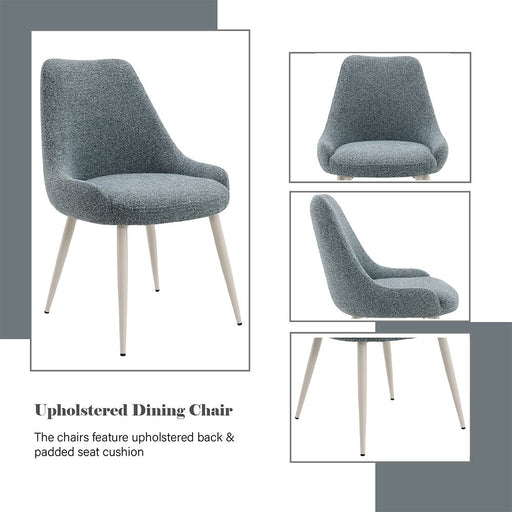 Laela - Side Chair (Set of 2) - Light Blue Boucle & White - R&R Furniture Gallery (Fountain Valley, CA)