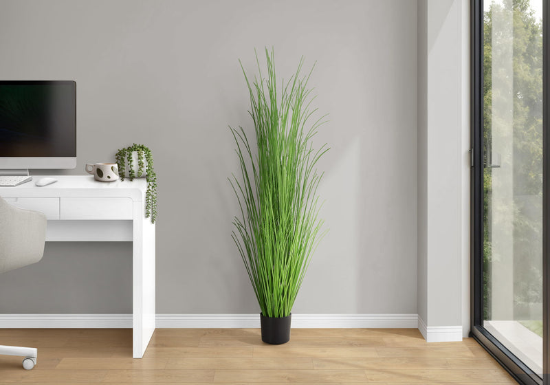 47" Tall, Artificial Plant, Grass Tree, Indoor, Faux, Fake, Floor, Greenery, Potted, Real Touch, Decorative - Green / Black - R&R Furniture Gallery (Fountain Valley, CA)